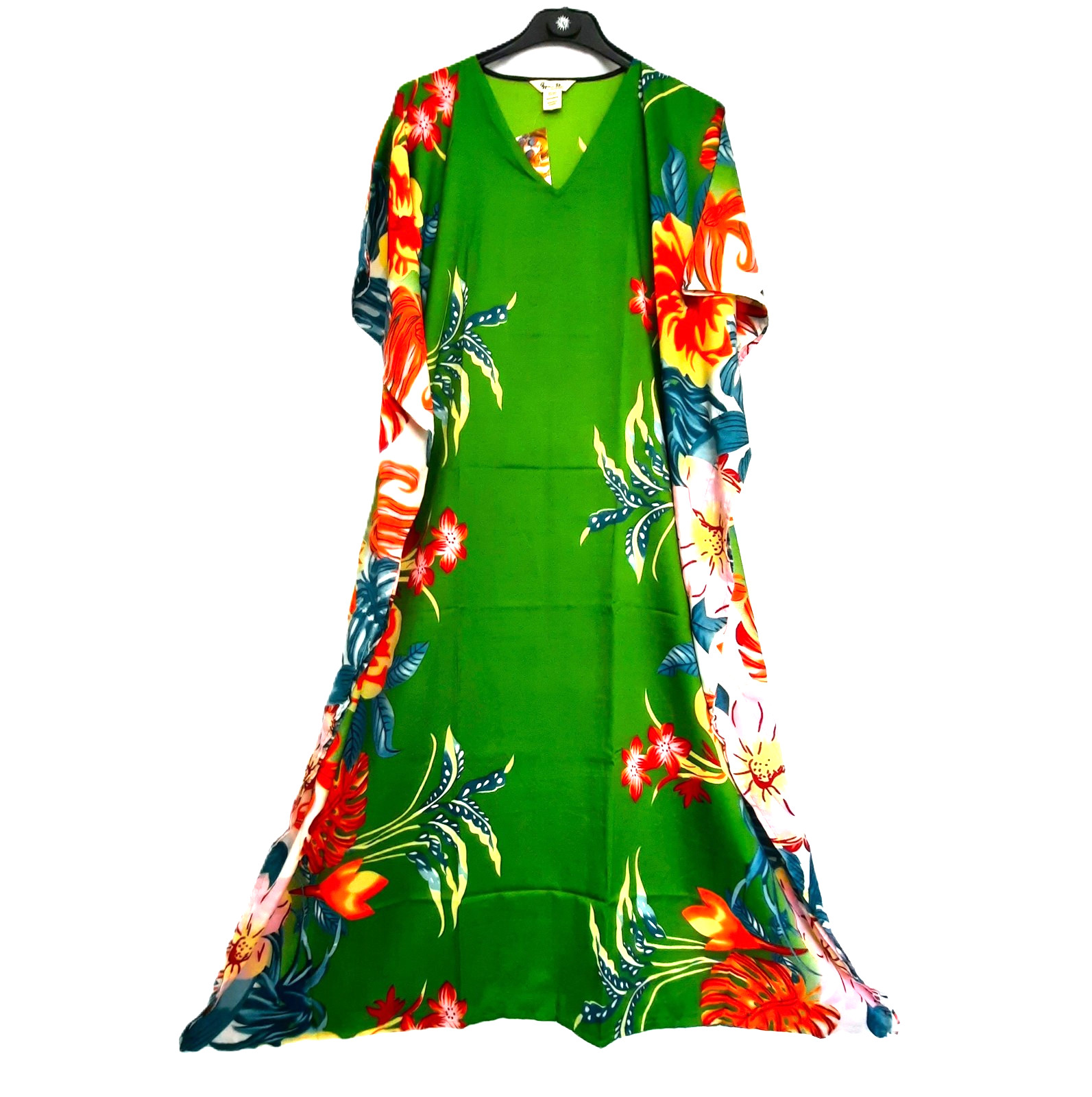 Gypsie Blu Caftan Long Dress One Size green orange blue floral Plus 3X 2X 1X NEW
