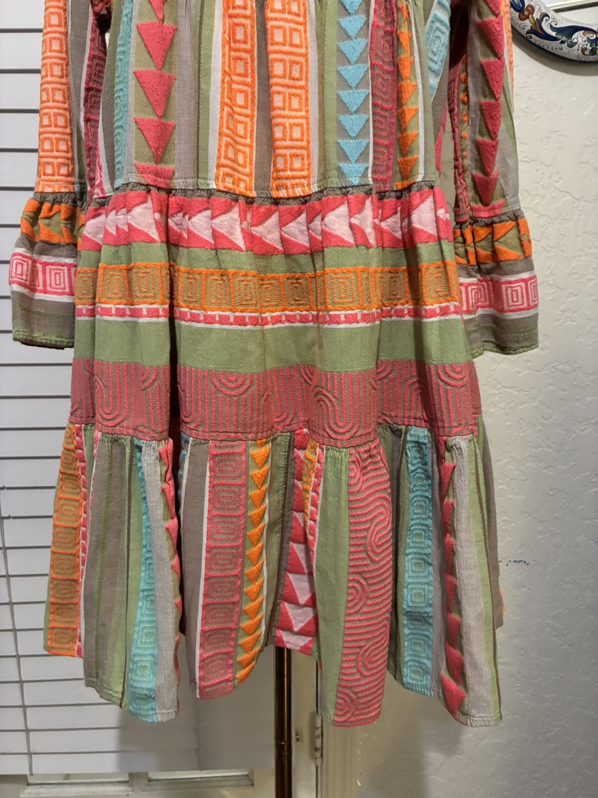 Devotion Twins Size XS Ella short tiered dress in a multi pink/orange Bohemian