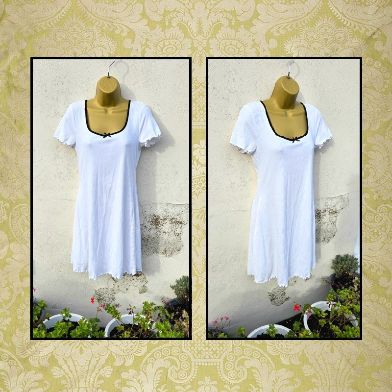BNWT H&M Size L 10 White Short Sleeve T-Shirt Style Cotton Spring Summer Dress