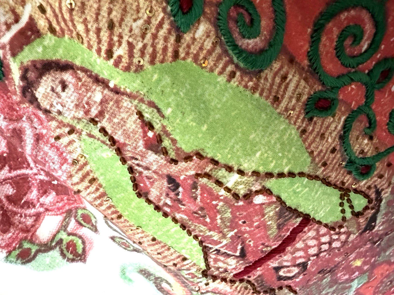 Double D Ranch Beaded Embroidery Crochet Novelty Print DRESS MEXICO Mother Mary
