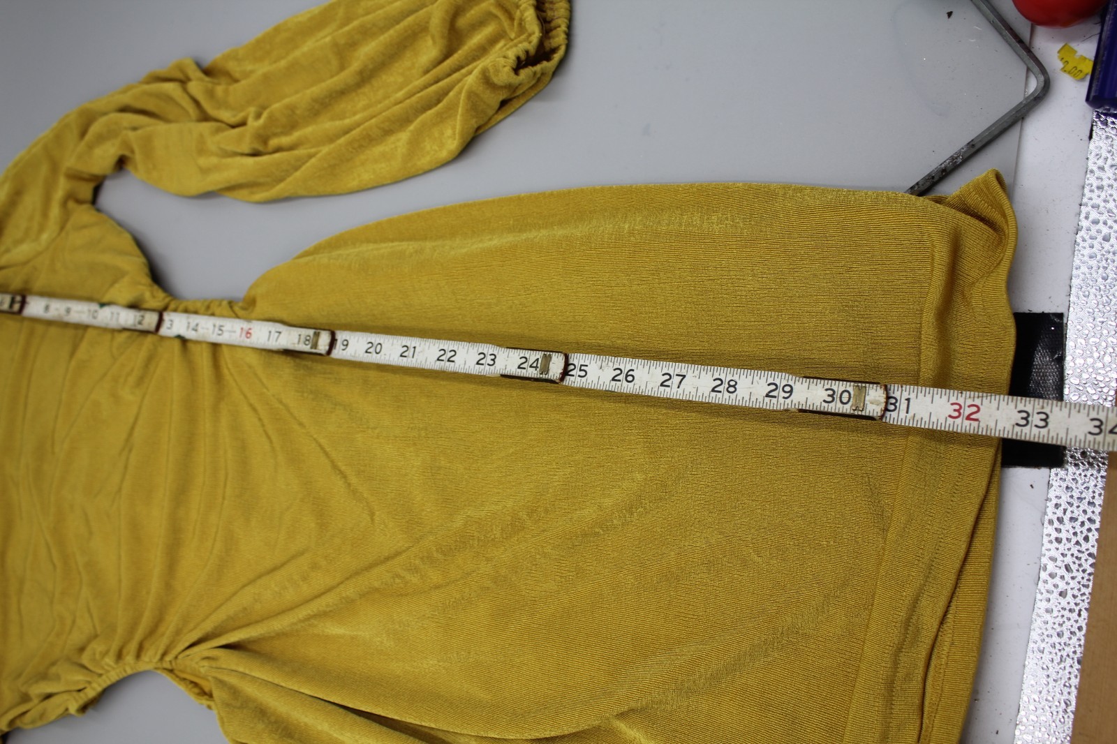 FIESTAR Stretchy Mini Dress Yellow Long Sleeve Size LARGE Cocktail Lounge Hugger