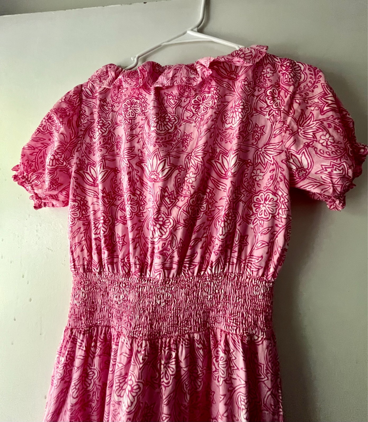 Preppy Girl Palm Beach Pink & White Ruffle Lined Cotton Dress, Size: XS