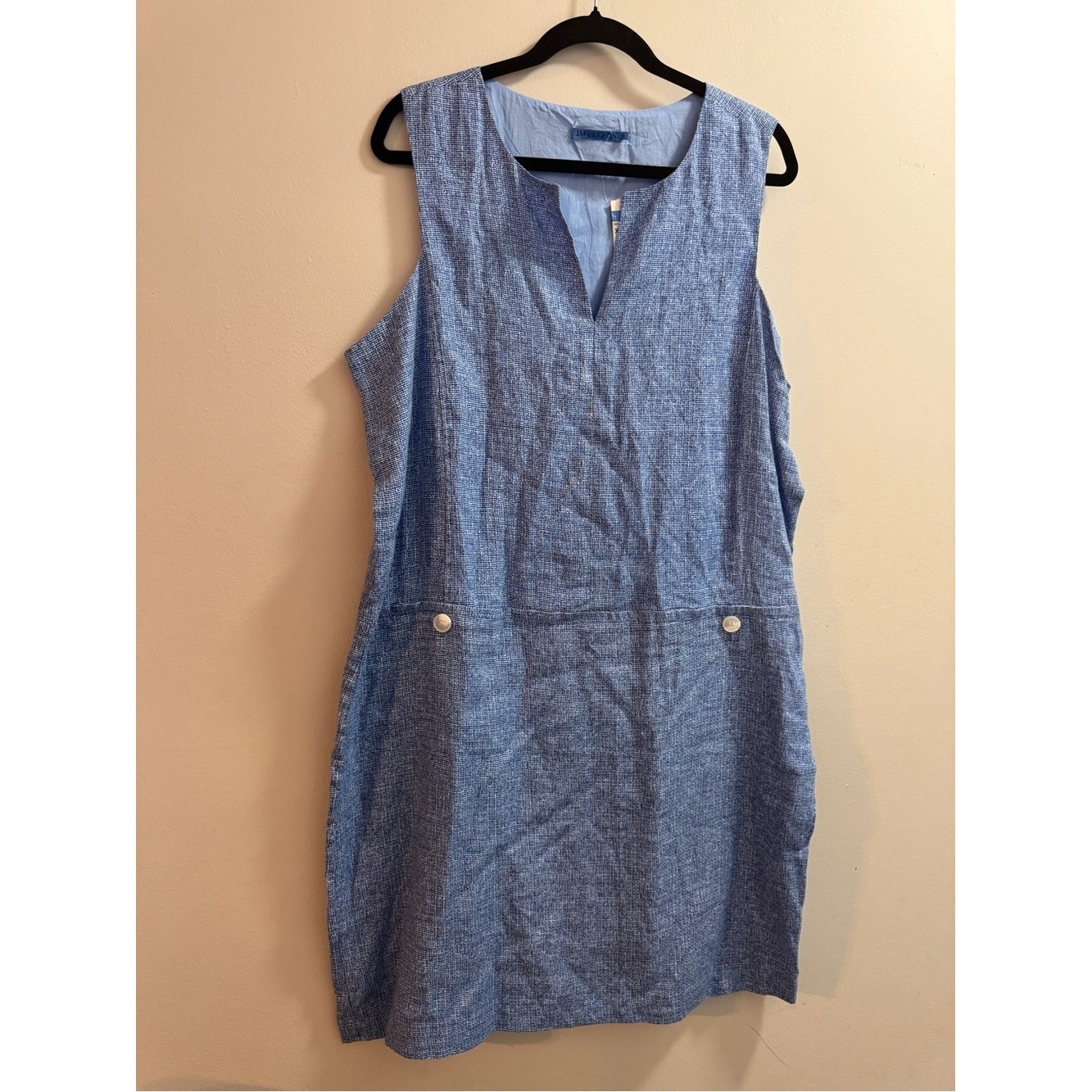 J Mclaughlin Light Blue Sleeveless Linen-Blend Shift Dress