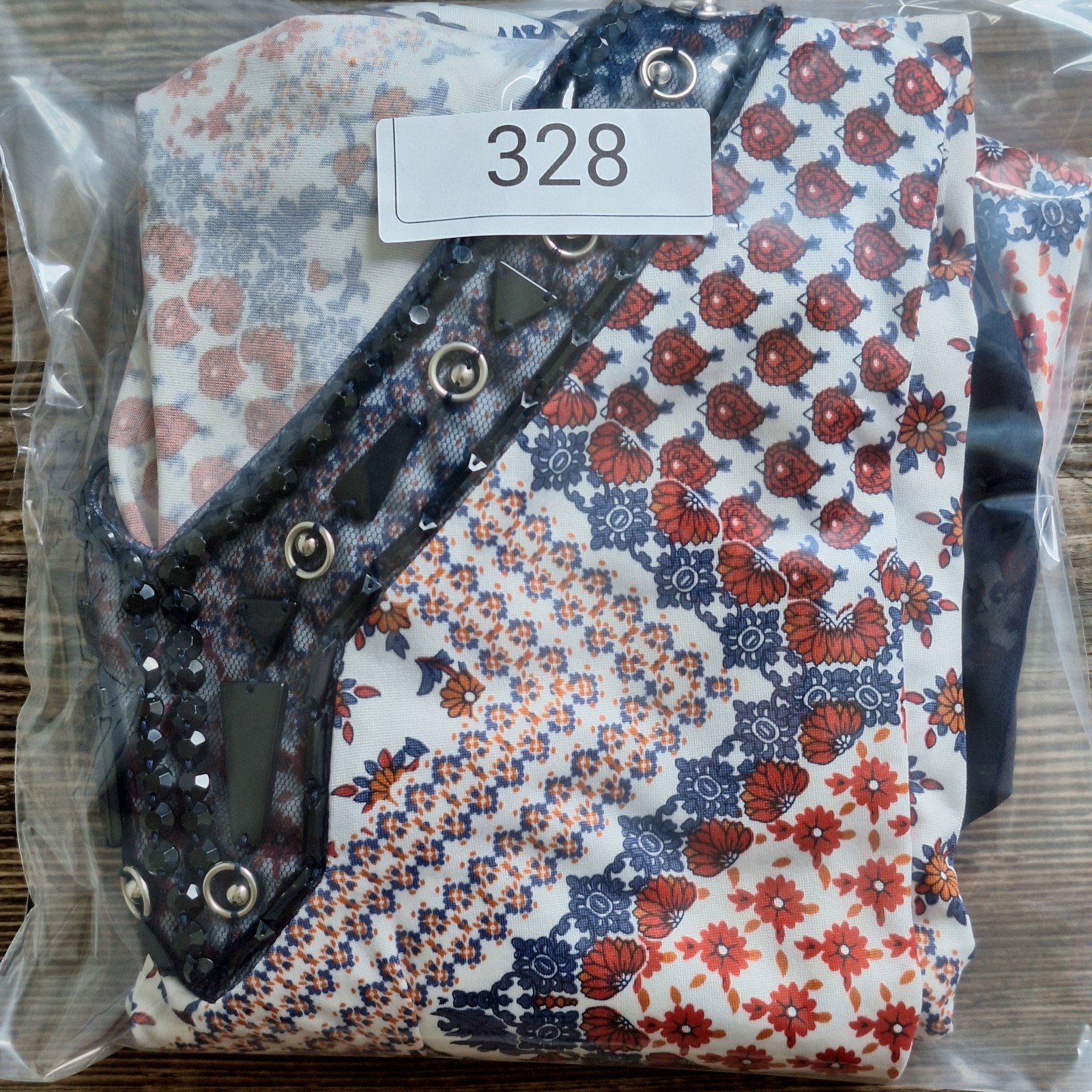 PerSeption Women Geometric Floral Patchwork Handkerchief Hem Stretch Dress 1X
