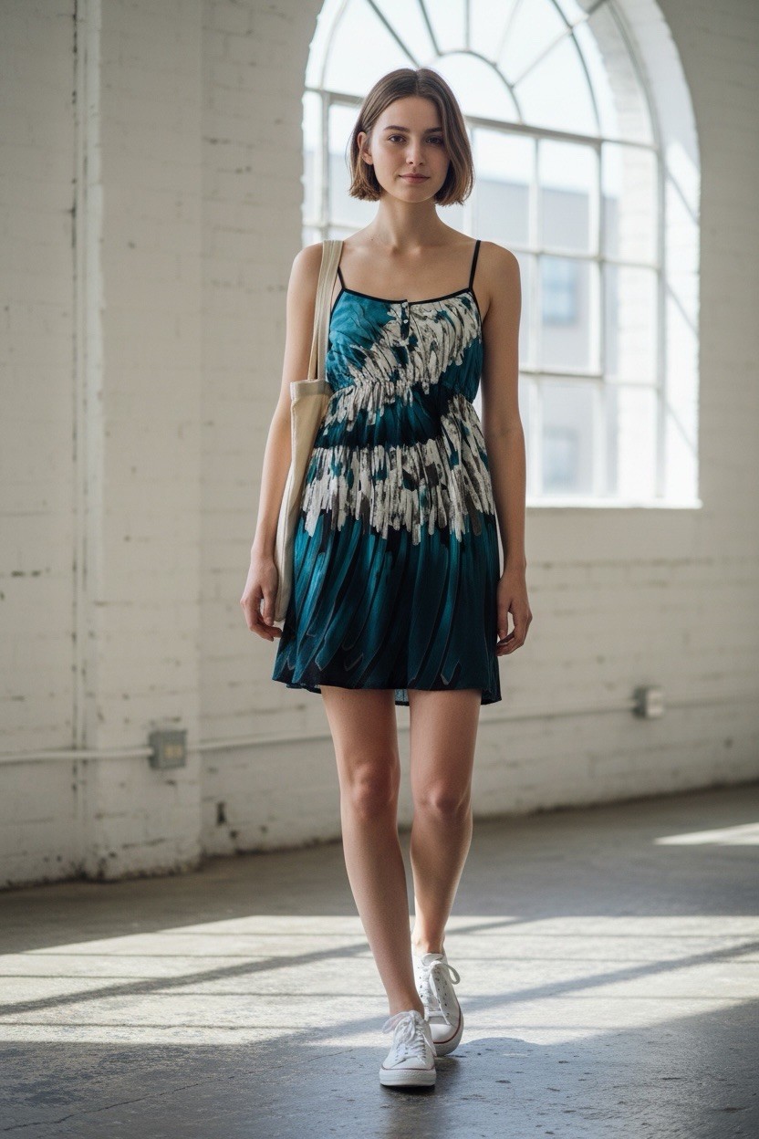 Urban Outfitters Kimchi Blue XS Teal Abstract Chiffon Slip Mini Dress