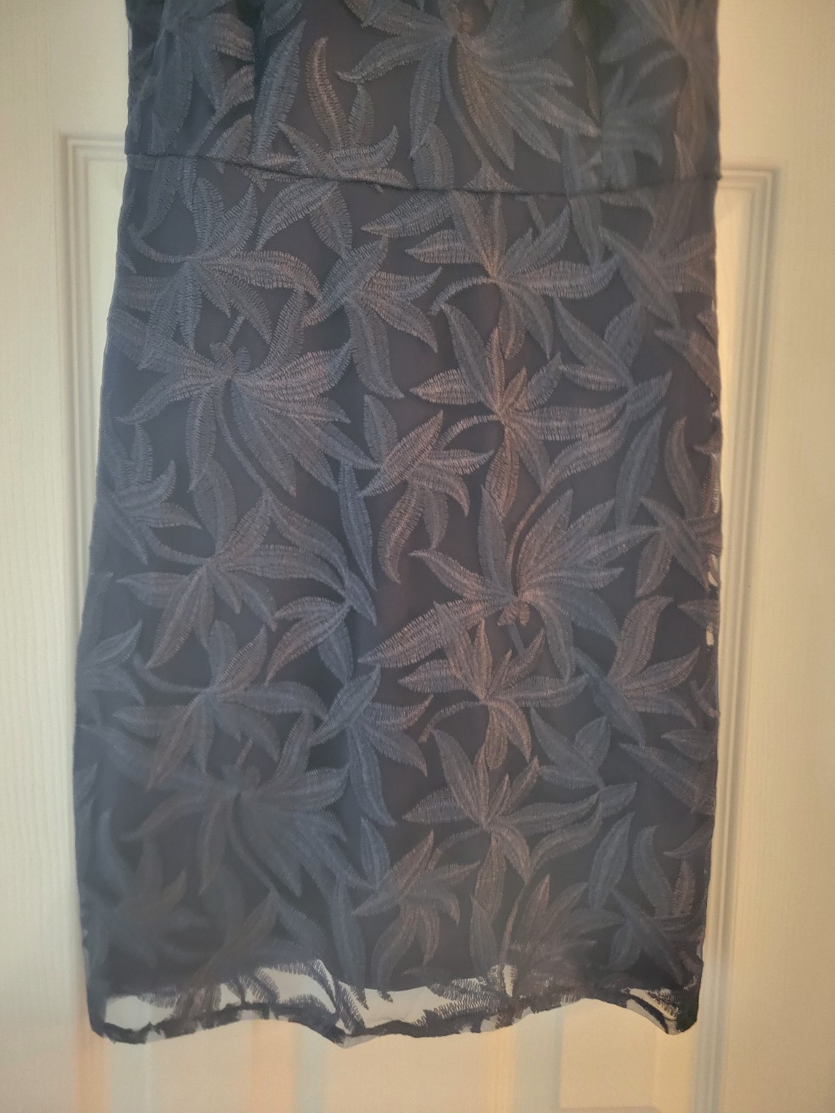 Sam Edelman Leaf Embroidery Halter Sheath Dress Navy Blue NWT $148 2
