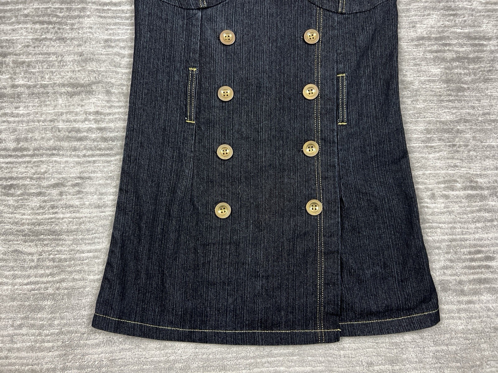 Gold Flava Dress Womens Medium Blue Denim Dark Wash Mini Cotton Blend