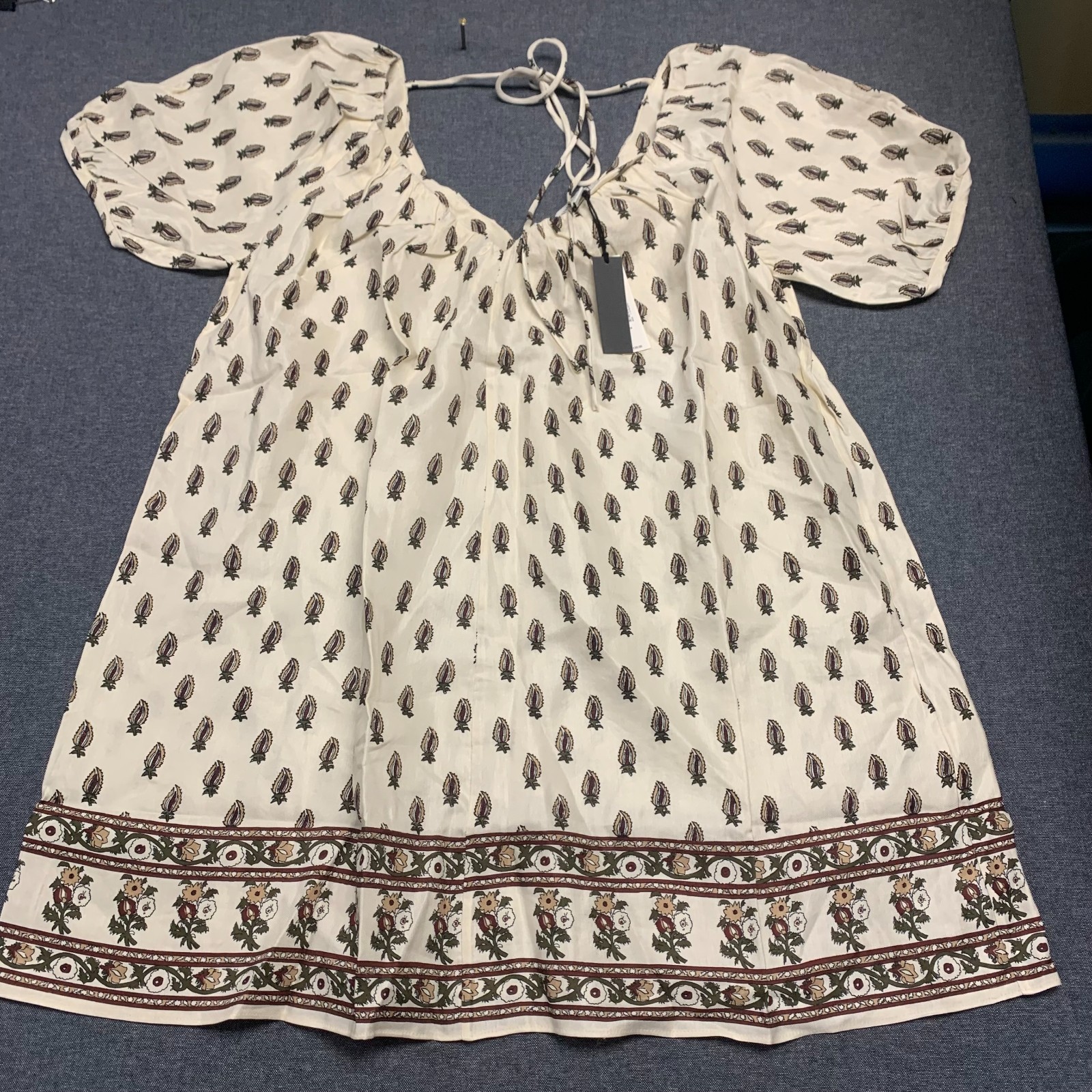 Banana Republic Women’s Dress SizeXXS White Mini Puff Sleeve Tie-Back Summer NWT