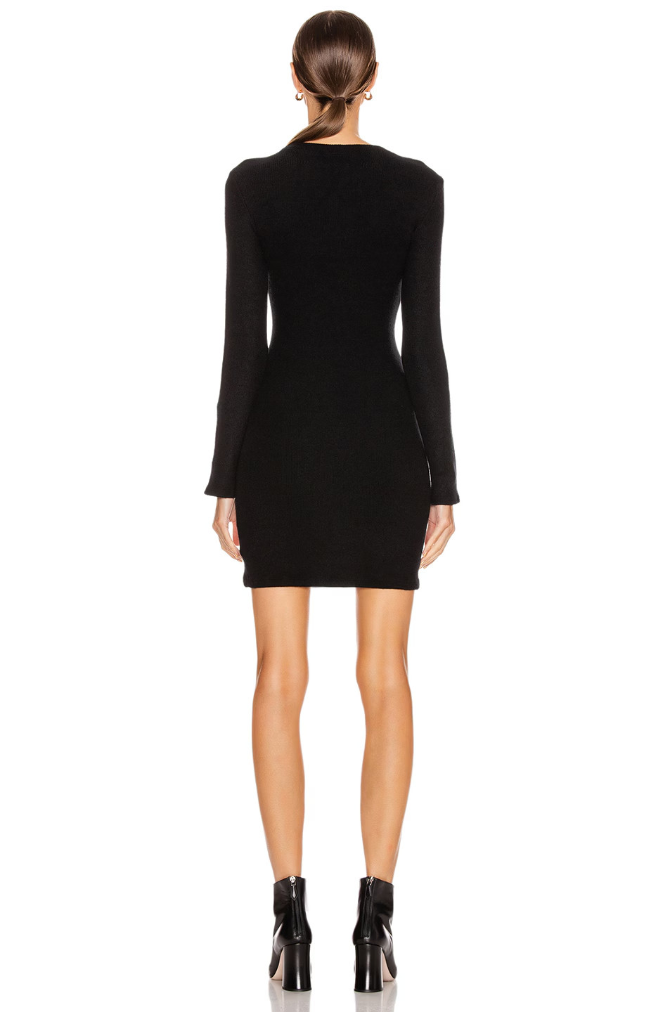 ENZA COSTA Sweater Knit Button Cuff Mini Dress Heather Grey M $220 E1 311