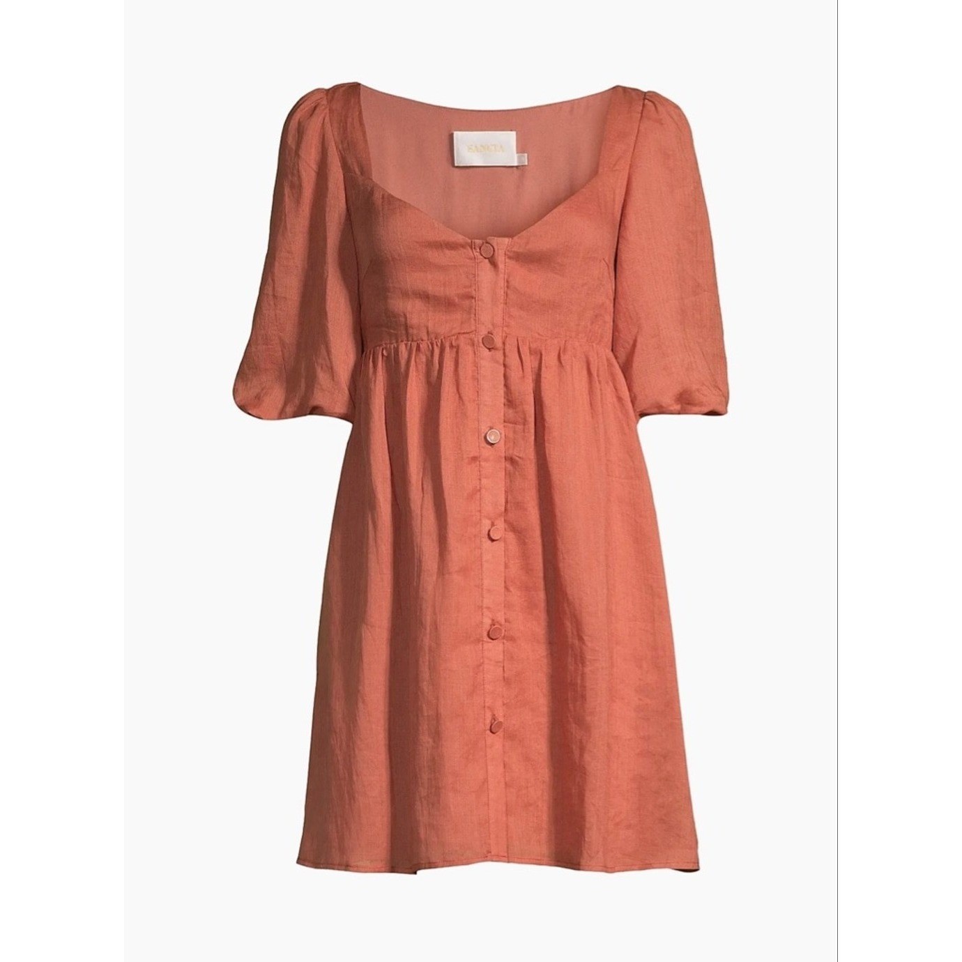 Sancia The Amalia Dress In Watermelon Large Puff Sleeve Button Front $249