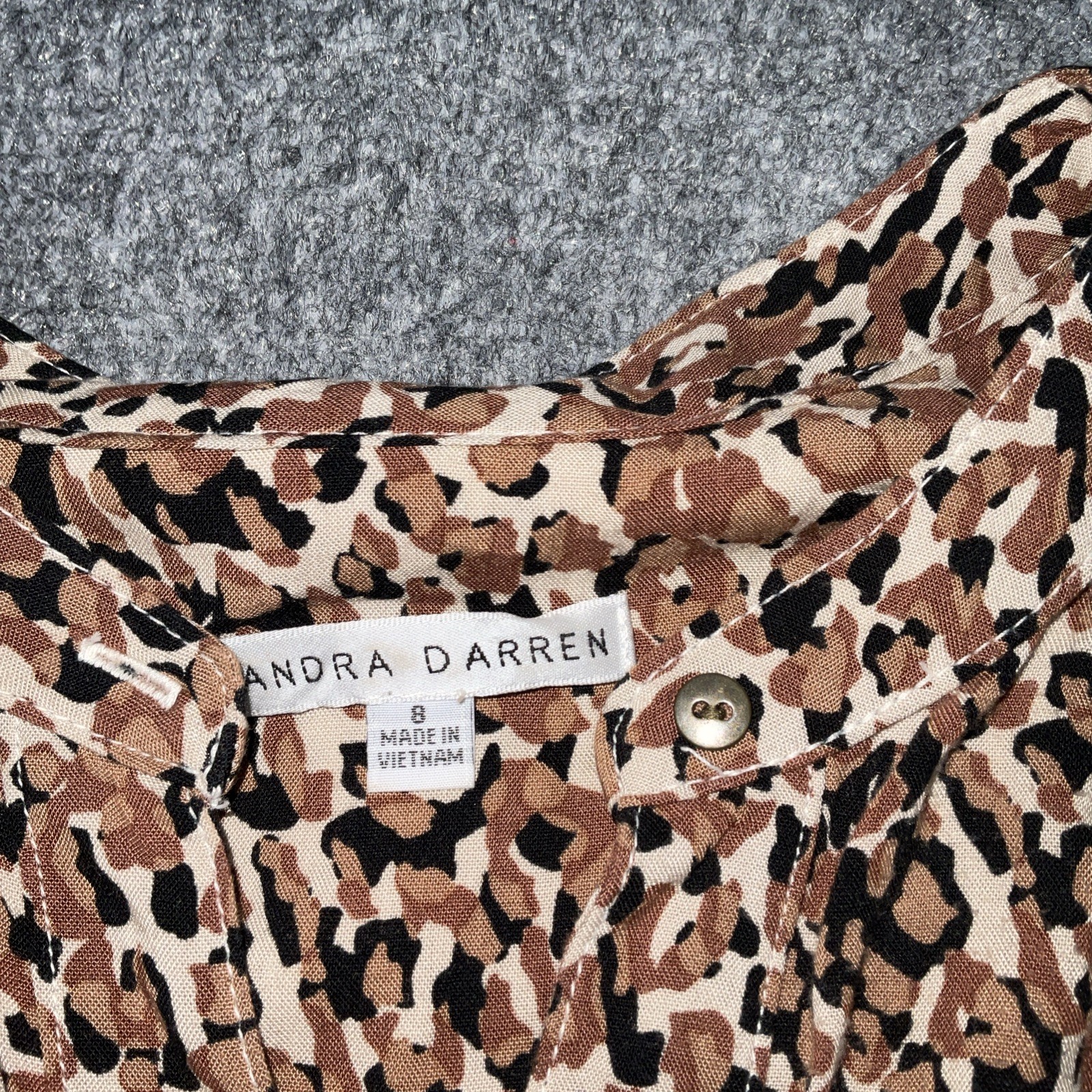 Sandra Darren Dress Womens Size8 Brown animal Print Lightweight Breathable