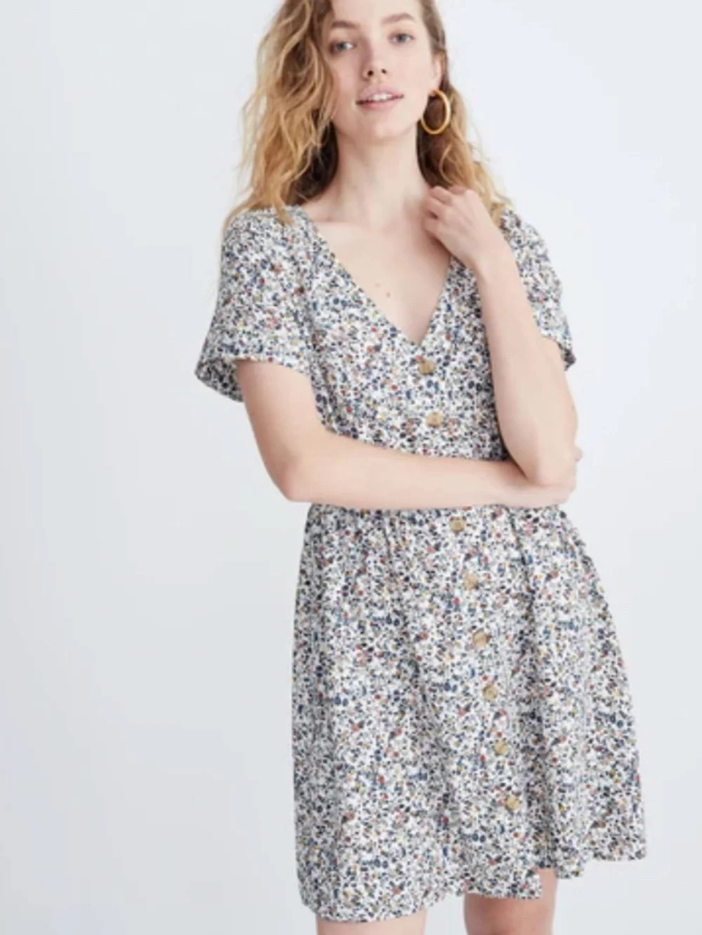 Madewell Button-Front Floral Day Dress M
