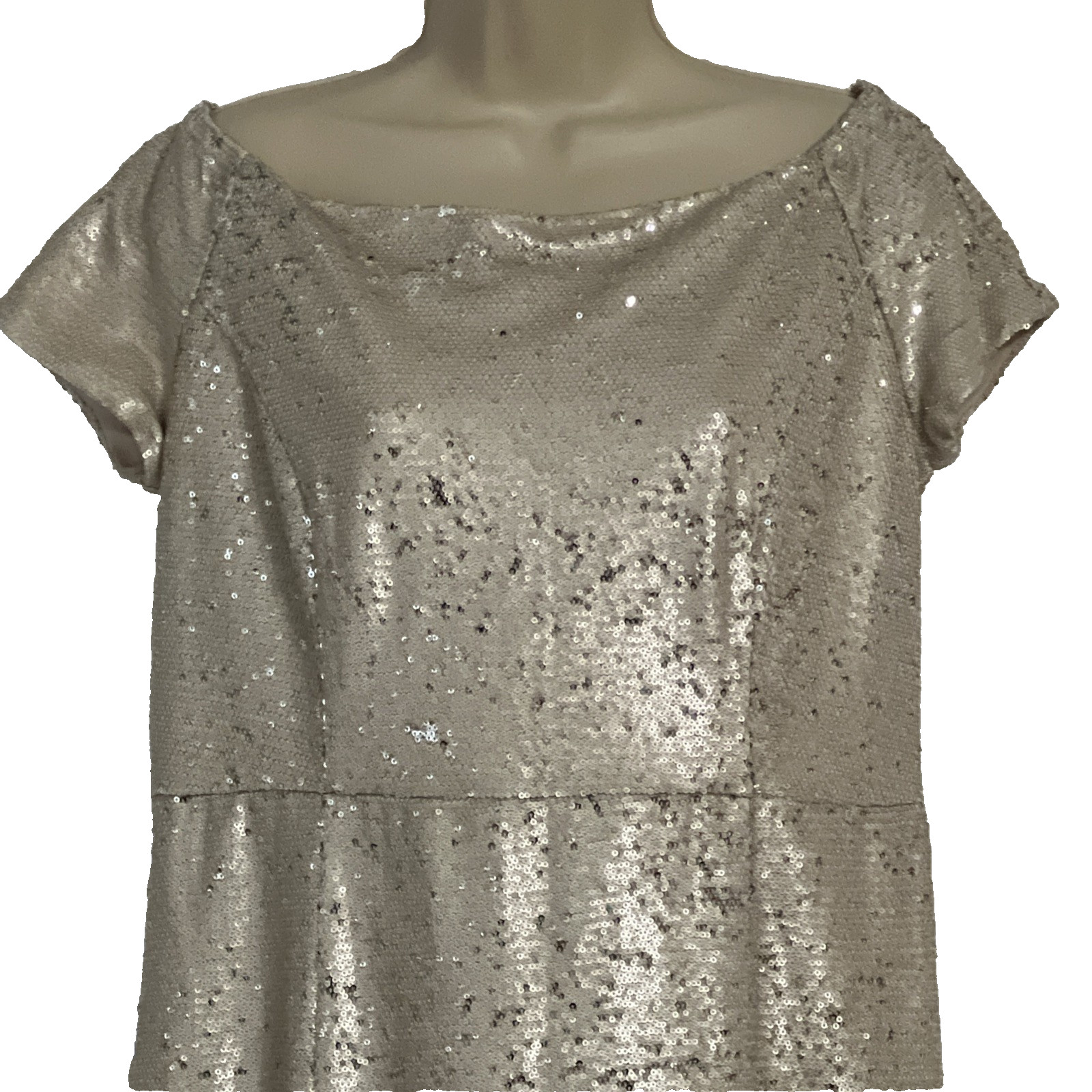 Vintage Dorothy Perkins Sequin Dress Women’s Sz 10 Champagne Lux Classic Elegant