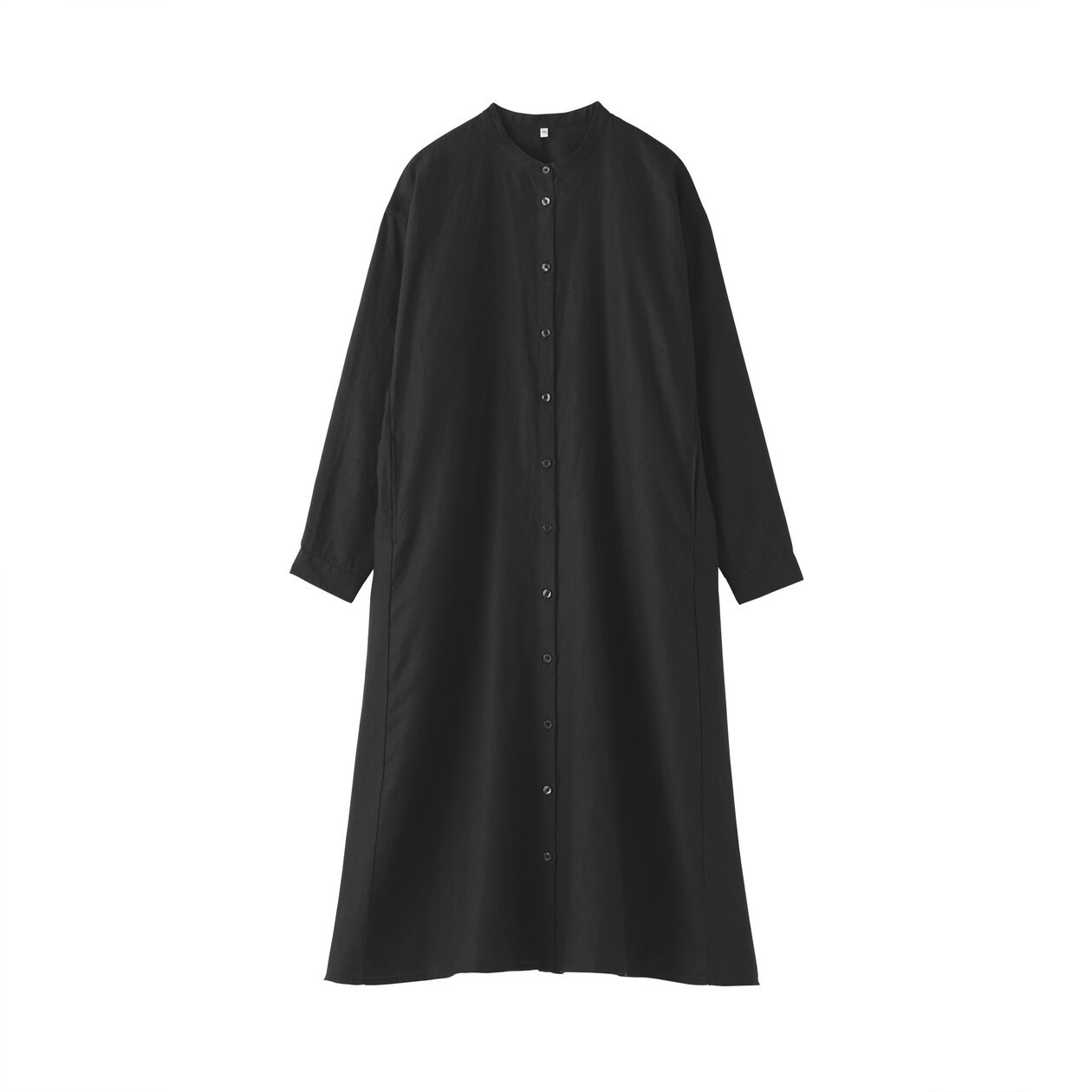 MUJI Womens 100% Linen Washed Long Sleeve Shirt Dress Black 2026 FedEx