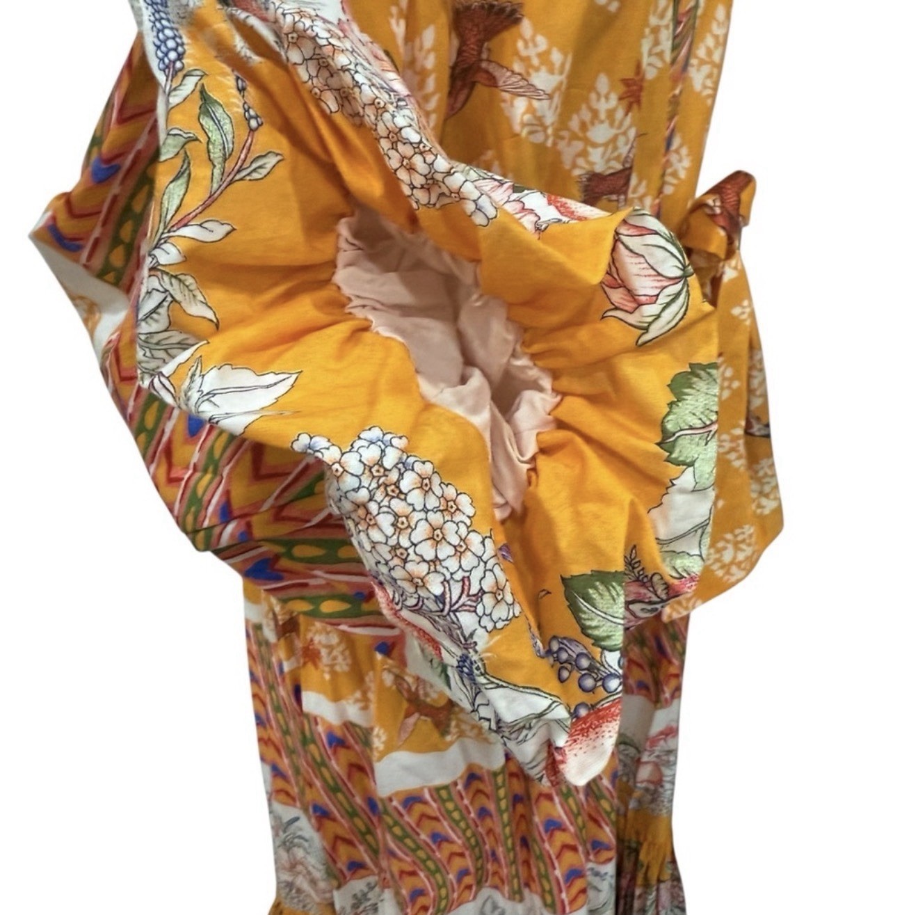 A Loves A Small Border Print Mandarin Collar Long Sleeve Button Down Maxi Dress