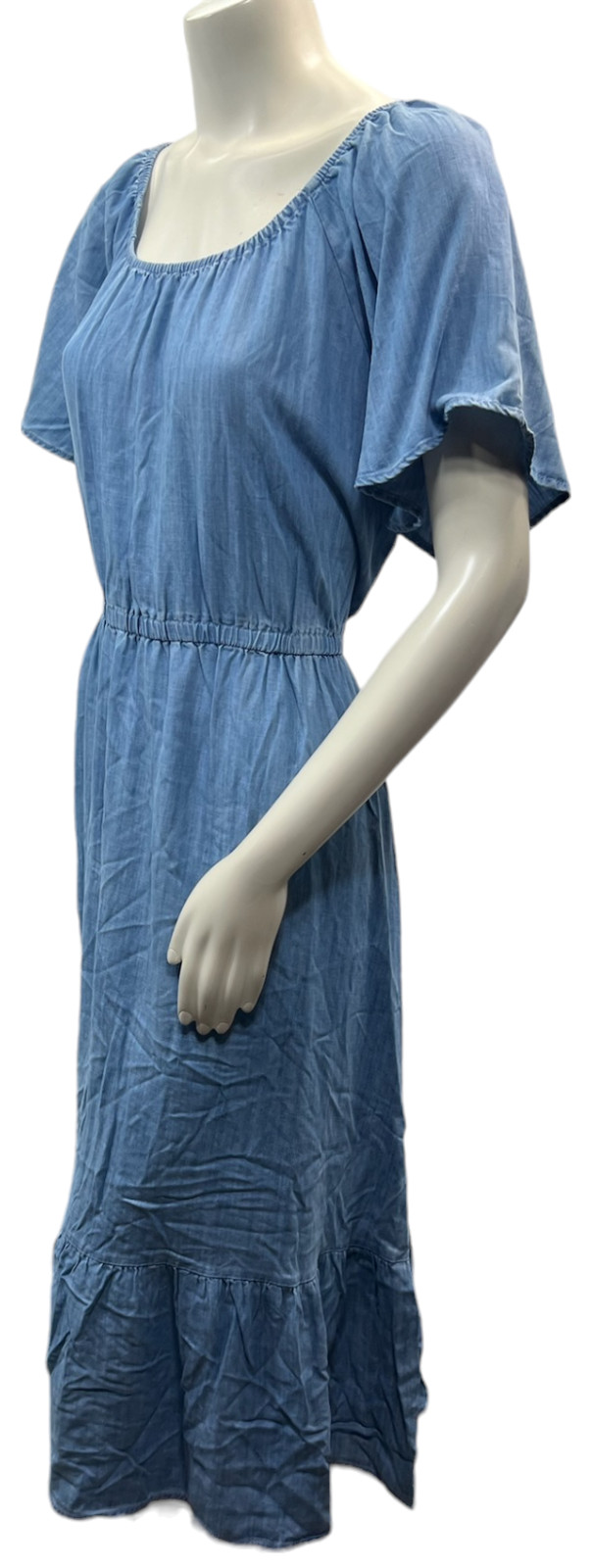 Style and Co Midi Dress Womens Plus size 1X Blue On off Shoulder Chambray New