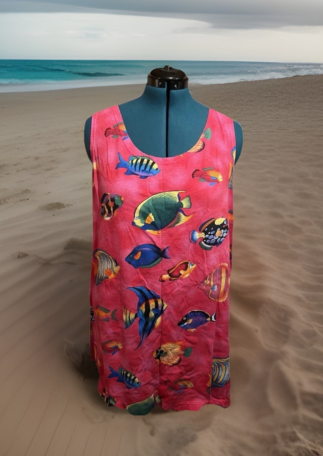 Vintage Womens 1X Colorful Tropical Cover Up Dress Beach Resort wear (see pics)