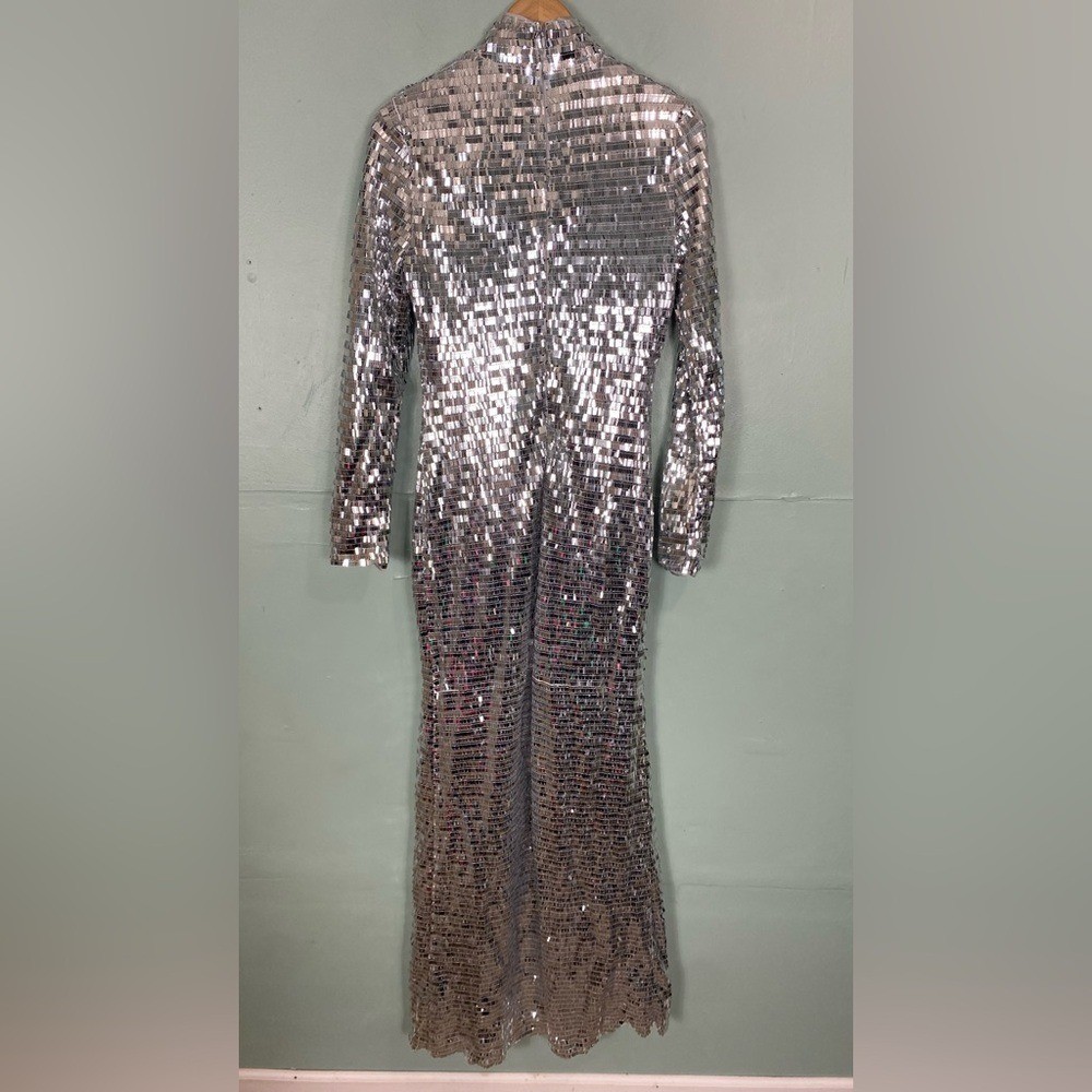 Simon Miller Sequin Sculpty Dress Silver Maxi Long Sleeve Size 0