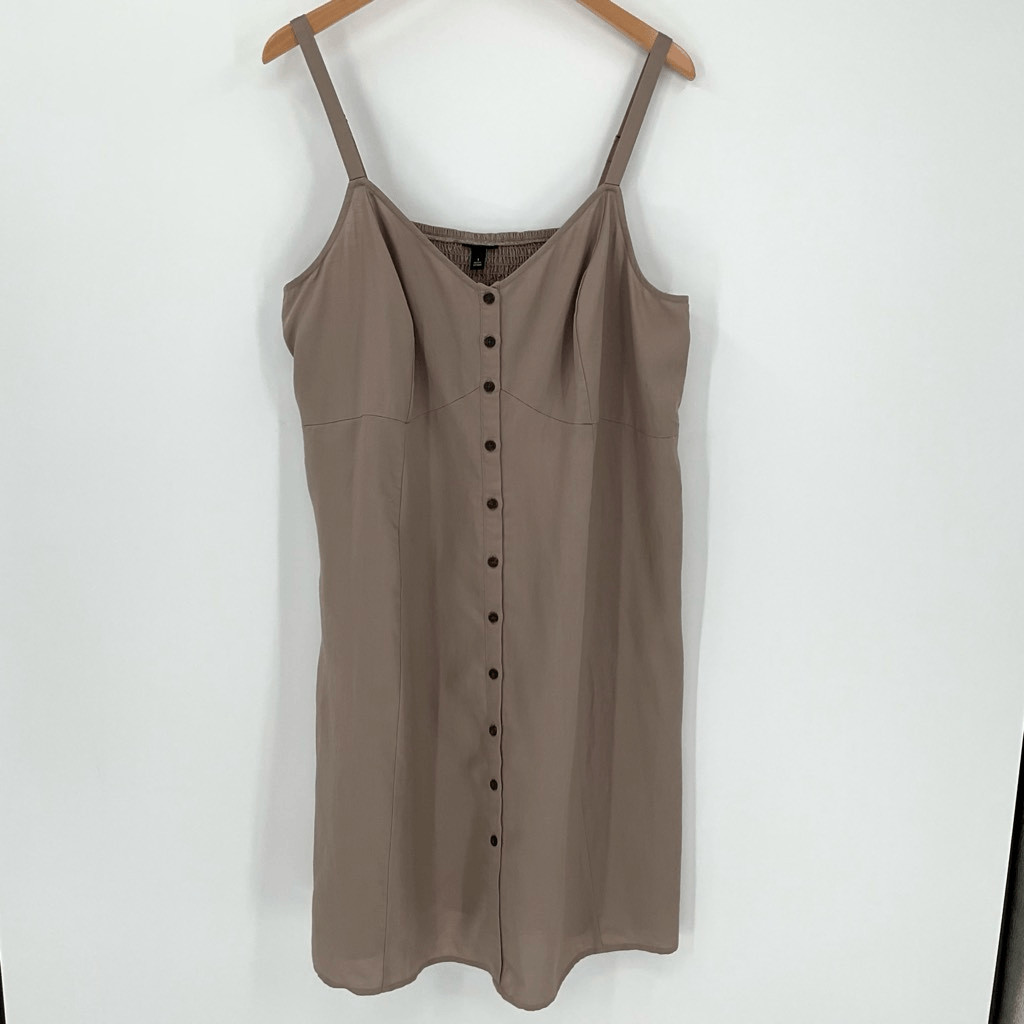 Torrid Mini Linen Button Up Fit Waist Sleeveless Dress Natural Beige Women 1X