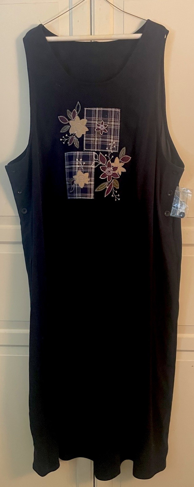 Vintage Amanda Smith Brushed Cotton Maxi Dress Jumper Navy Blue 3x Plaid floral