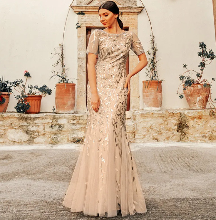 Luxury Mermaid Mother of Bride Dresses Full Lace Pearls A Line Evening Dress