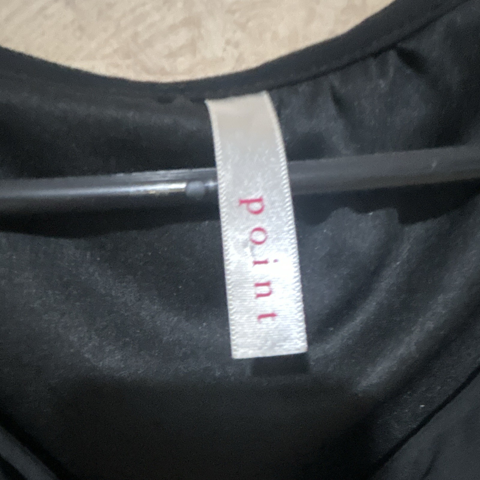 Point Women One Size Black Solid Shirt Dress V-Neck 3/4 Sleeve Metallic