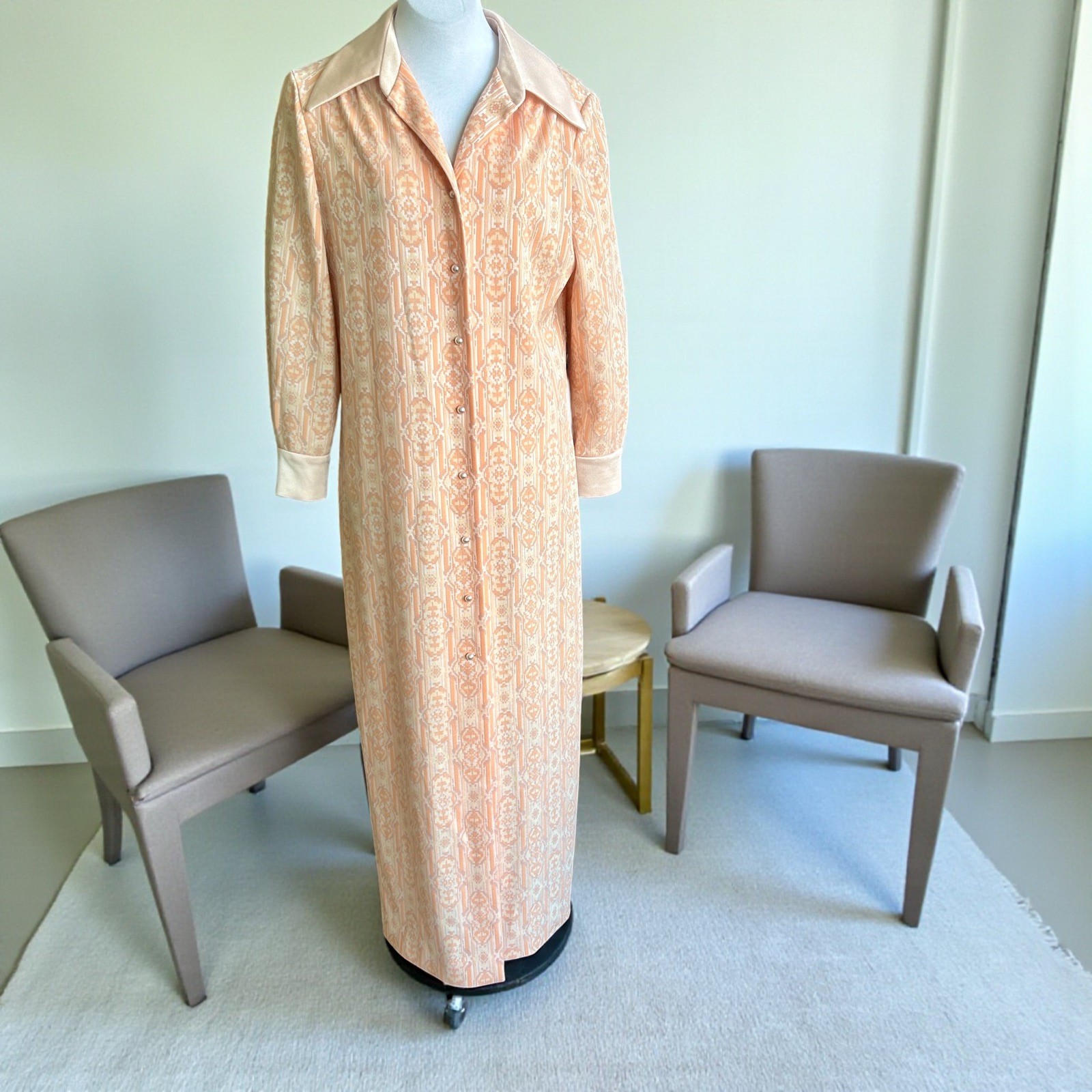 Fred Rothschild of CA Maxi Dress Vintage 70s Double Knit Dagger Point Collar