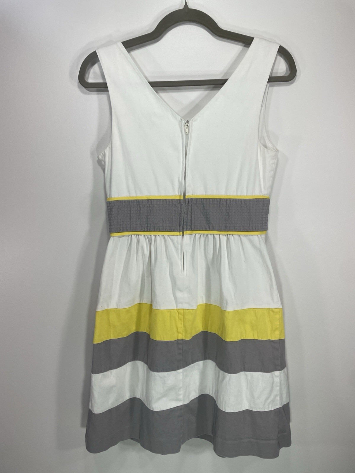 Corey P Multi Color Yellow Gray White Sundress Striped Cotton Dress Size 6