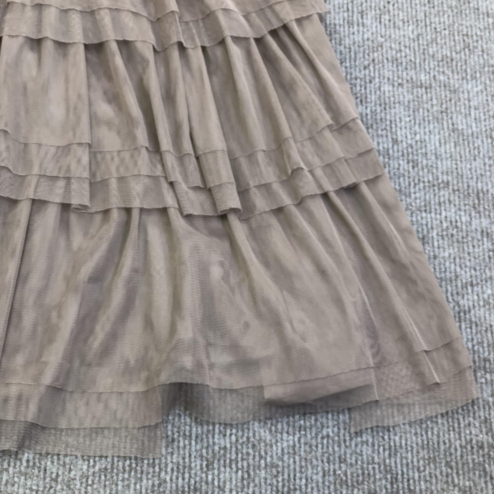 Lucky Brand Dress Womens Small Brown Beaded Smocked Tiered Mesh Party Mini