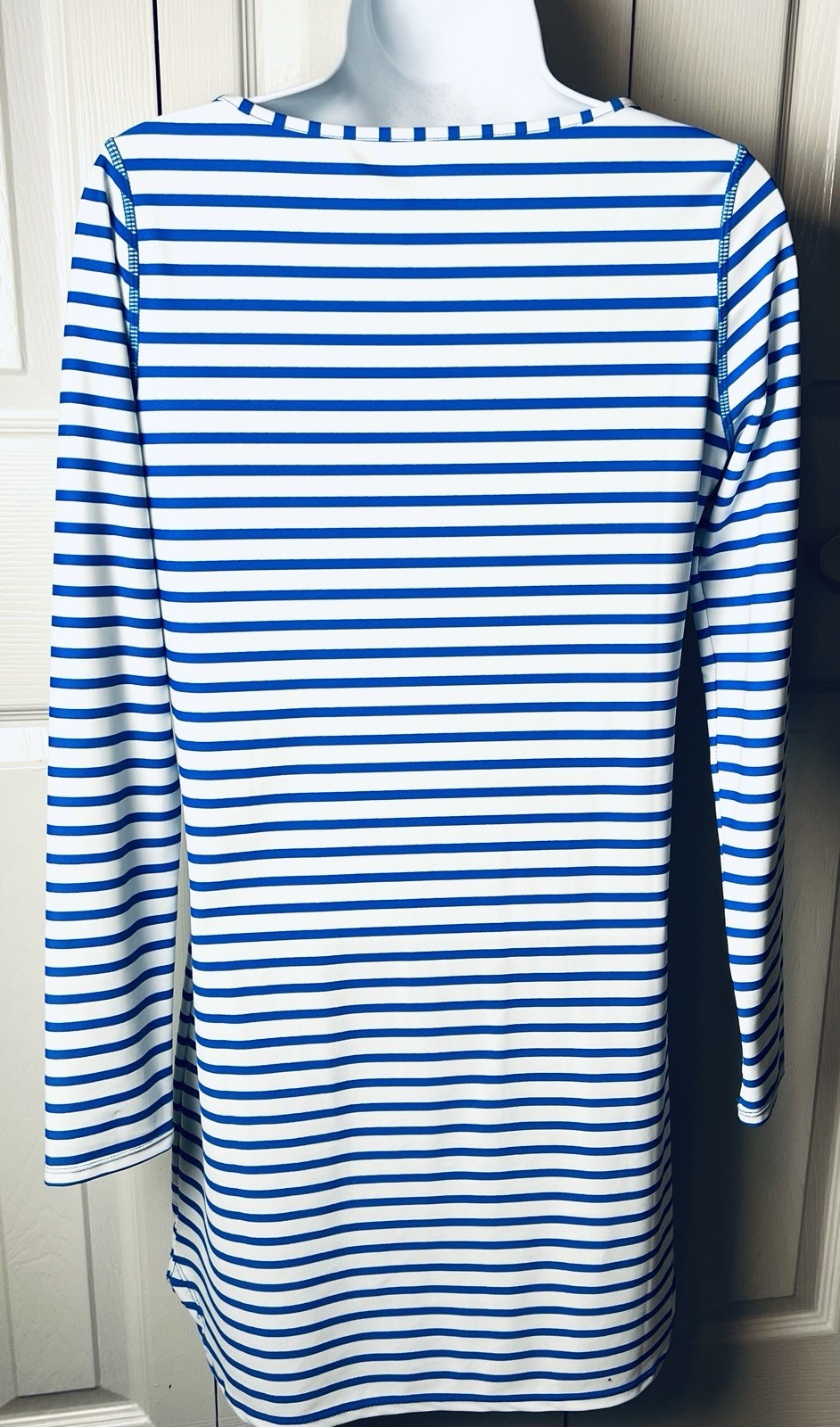 CABANA LIFE Dress Mini Striped Lightweight Blue White Orange Sz Small
