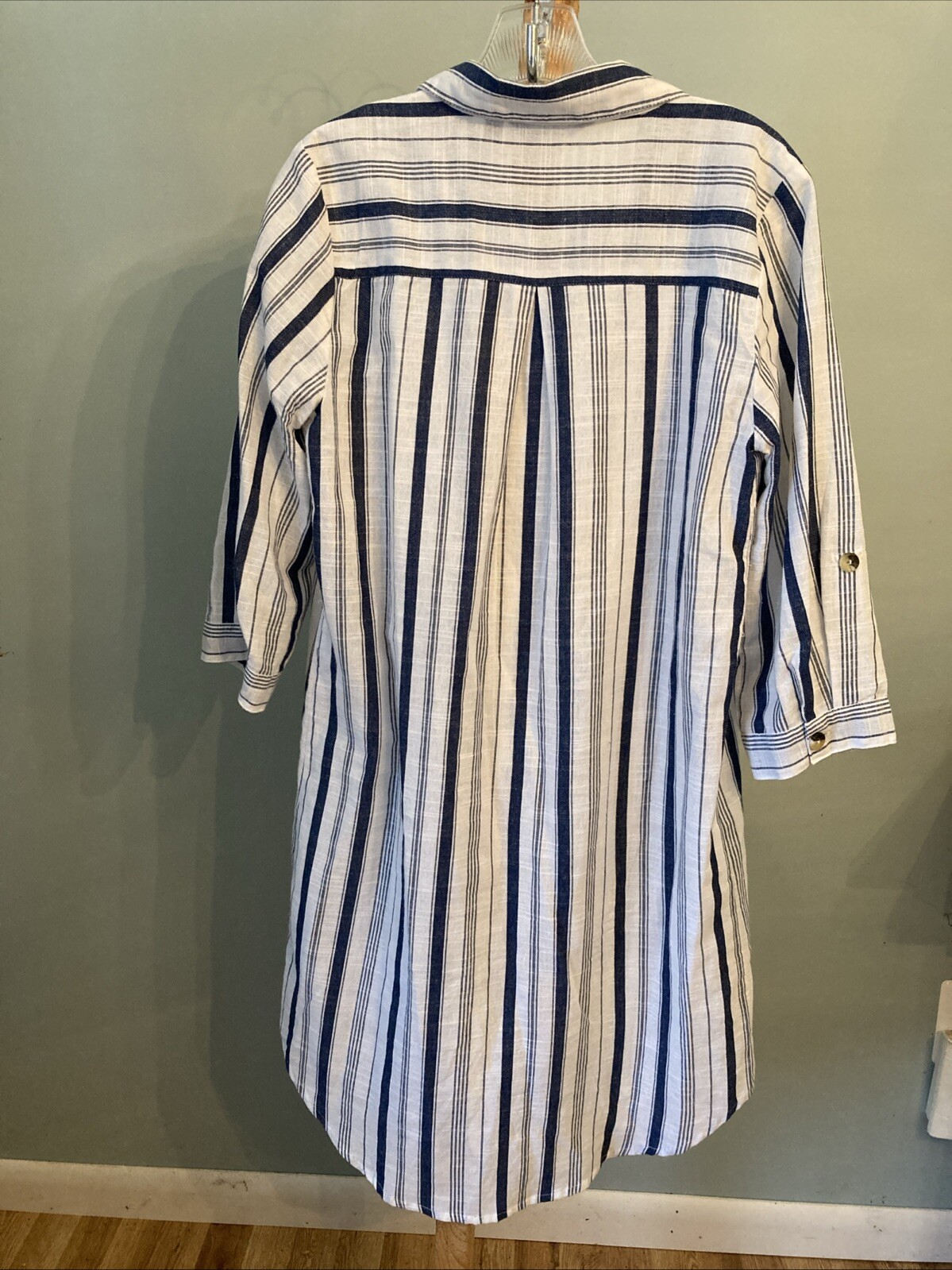 Mile gabrielle Blue and White Striped Shirt Dress Size Small Lightweight Button