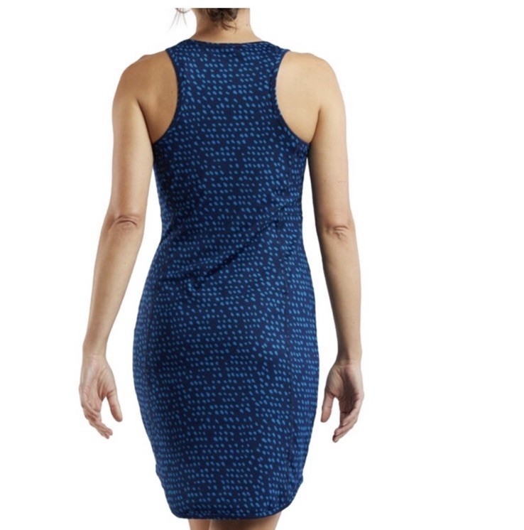 Title Nine Sz M Blue Batik Dot Alpha Racerback Tank Dress