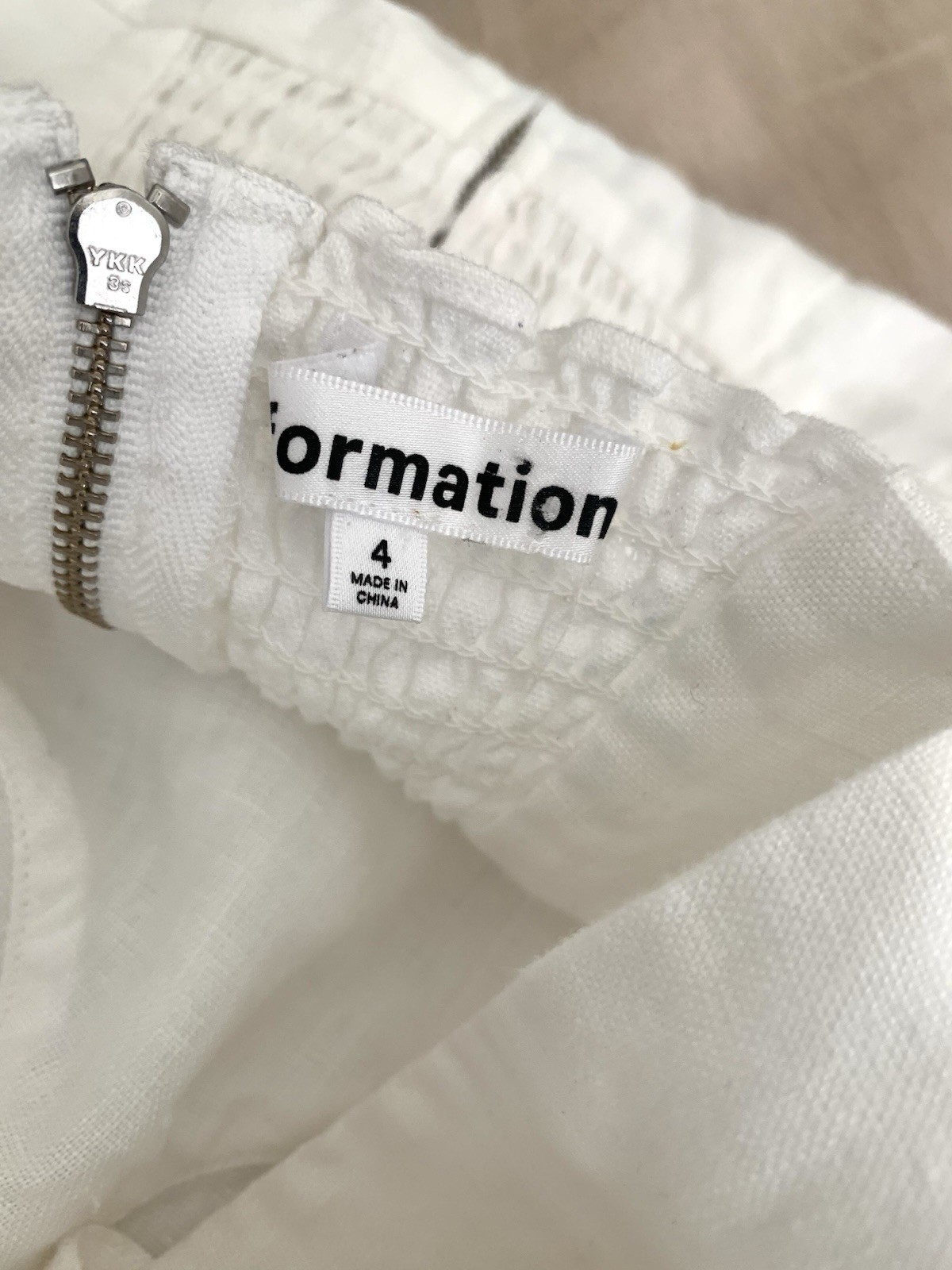 Reformation Spring Linen Mini Dress Bow Detail Puff Sleeves White Size 4