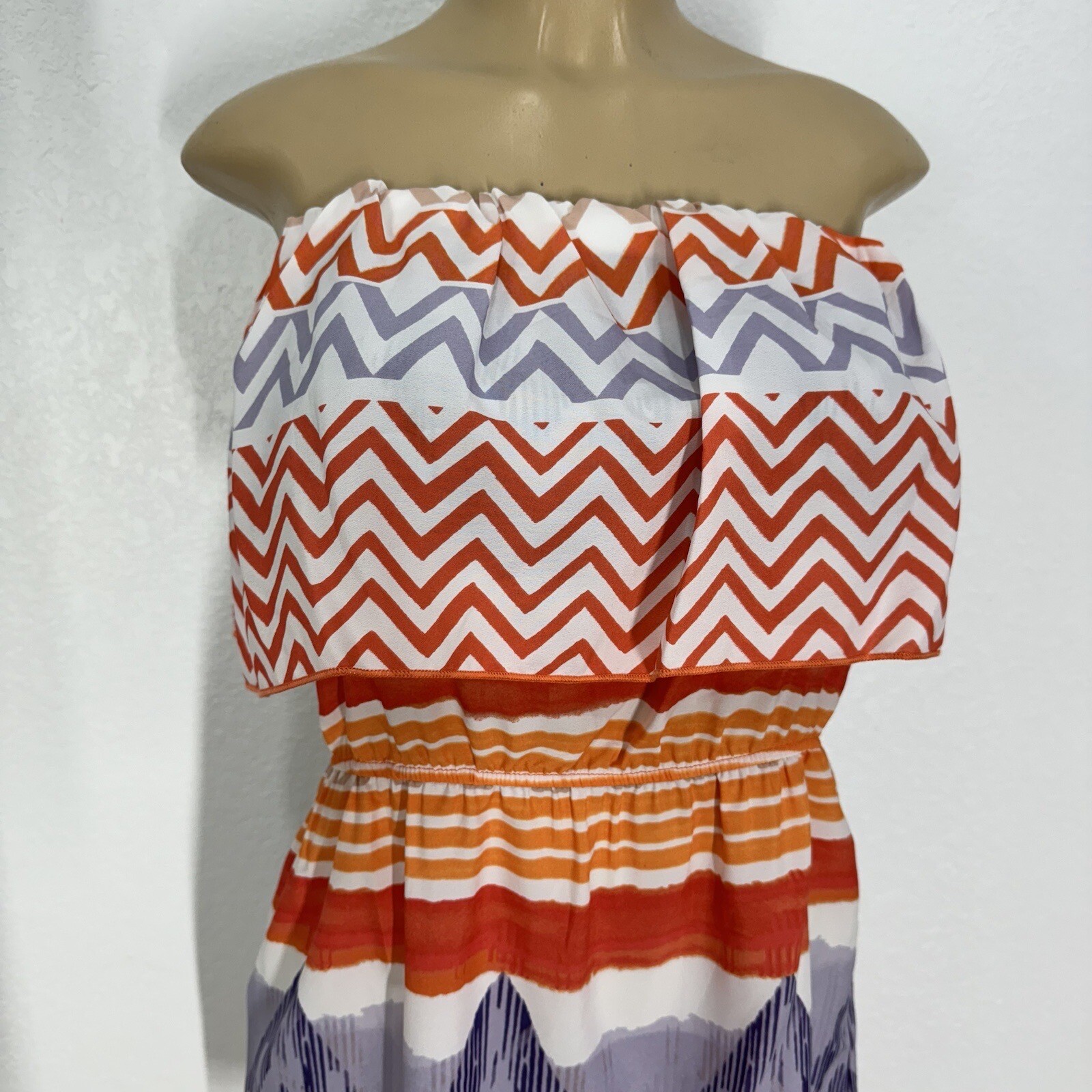 GLAM Polyester Light Weight Off The Shoulder Sun Dress Womens Size S Casual New