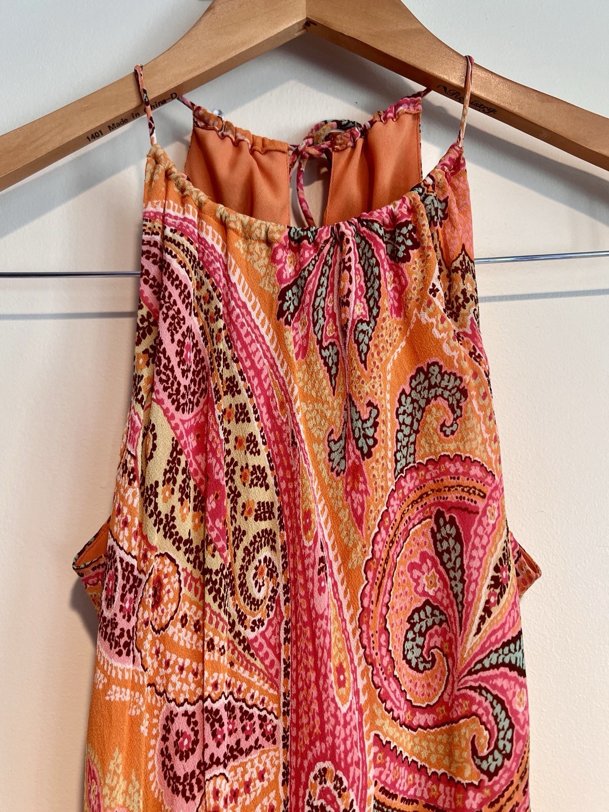 Ann Taylor Halter Silk Midi Dress Sz 2 Paisley Boho Y2k Summer Wedding Tropical