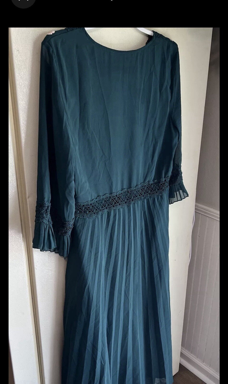 Asos Design Curve Lace Insert Pleated Midi Dress Size 10 Embroidered Floral