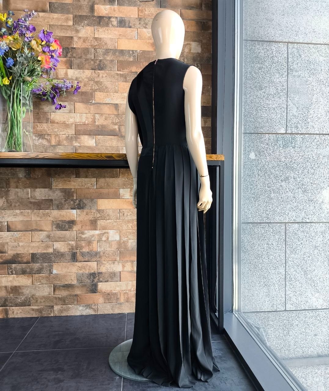 Cedric Charlier 2013 Black Asymmetric Pleated Evening Avant-garde Dress IT42