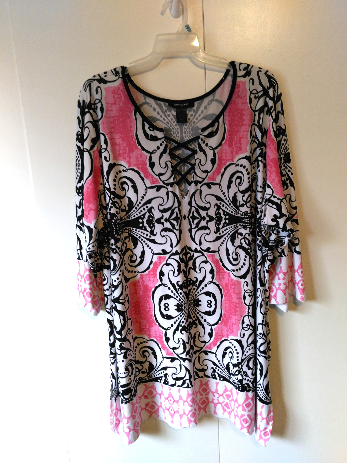 Women’s Artsy Boho Baroque Design Tunic Dress Plus Size 30/32 Stretch Relaxed