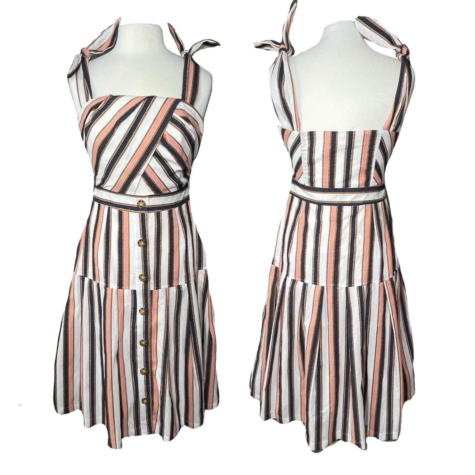 Gianni Bini Taylor Dress Peach Multi Striped Womens Medium NEW
