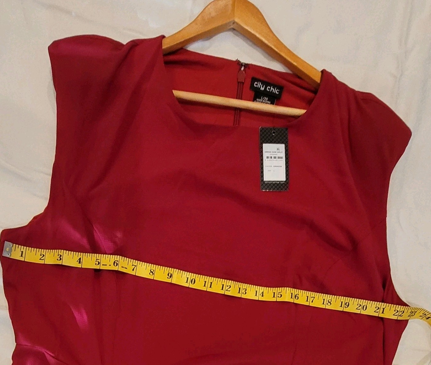 NWT City Chic Side Split Midi Dress Crimson Red Plus Size L / 20 Ruched Formal