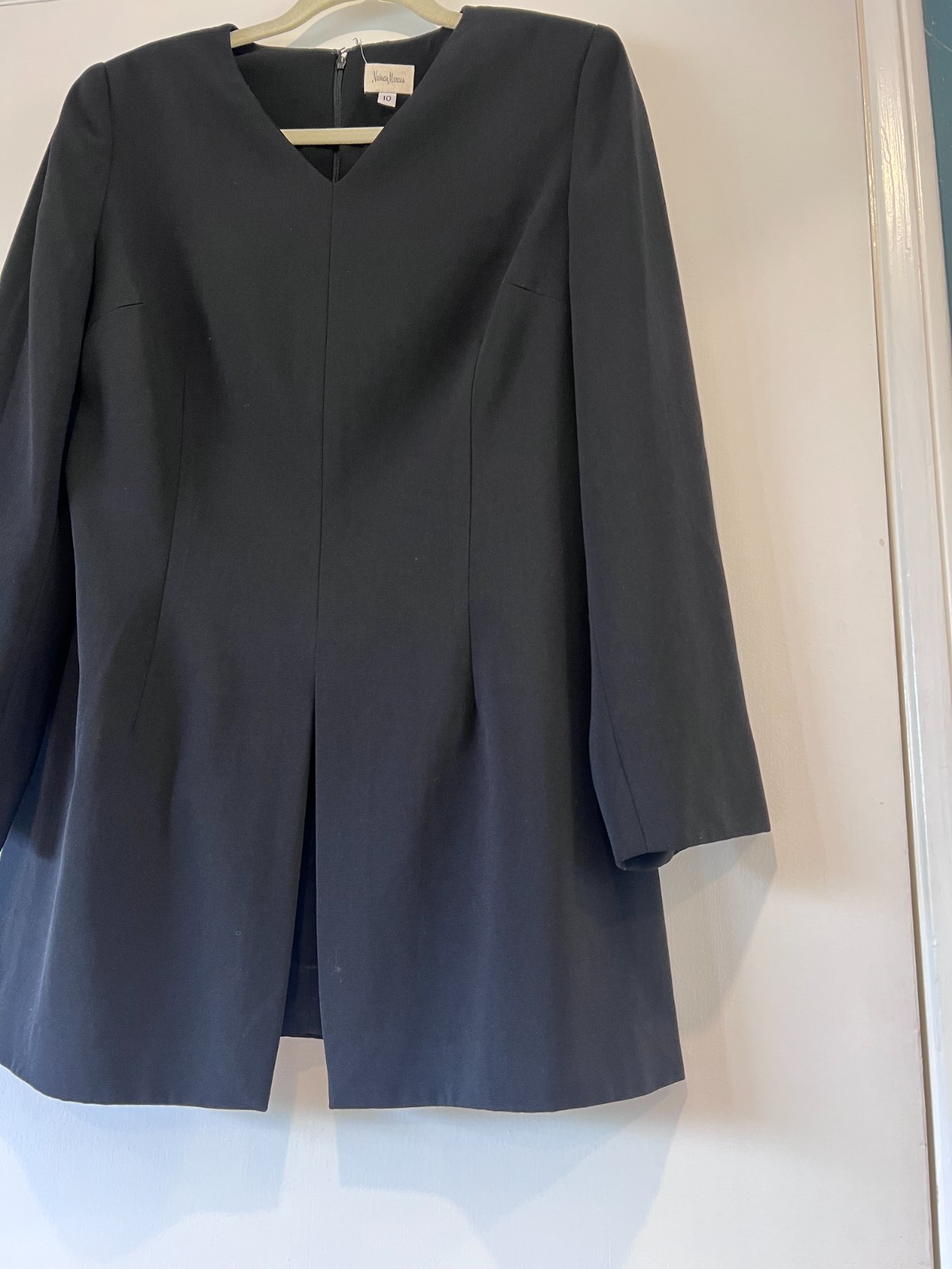 VTG Neiman Marcus Black Tunic Jacket Size 10 90s Y2K Structured Minimalist Blaze