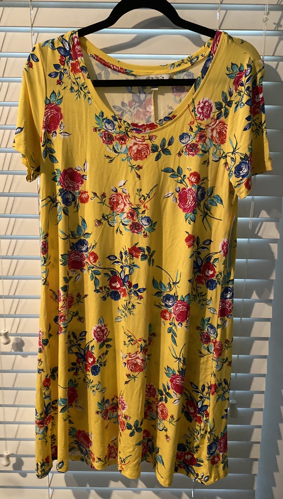 The Pioneer Woman Scoop Neck Short Sleeve Dress M (8-10)Yellow Multicolor Floral