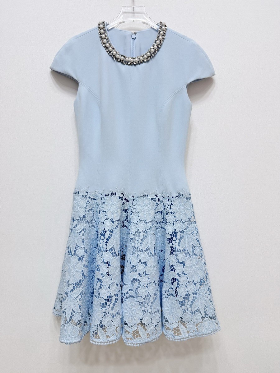 Self-Portrait blue Beaded Rhinestone Lace Assembling Dress Women’s Dress