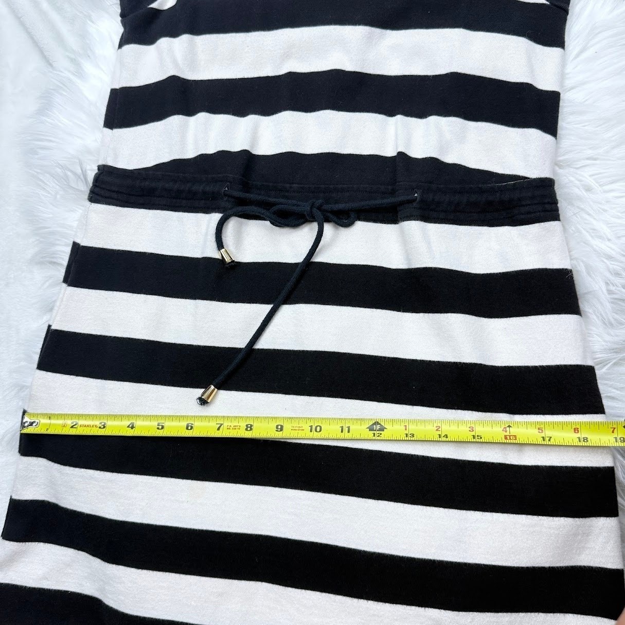 Johnston & Murphy Womens Black White Striped Cotton Sleeveless Knit Dress S