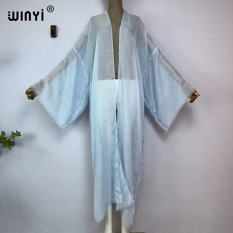 2023 Women Bohemian Gold Thread Monochrome Elegant Casual Dress African Cardigan