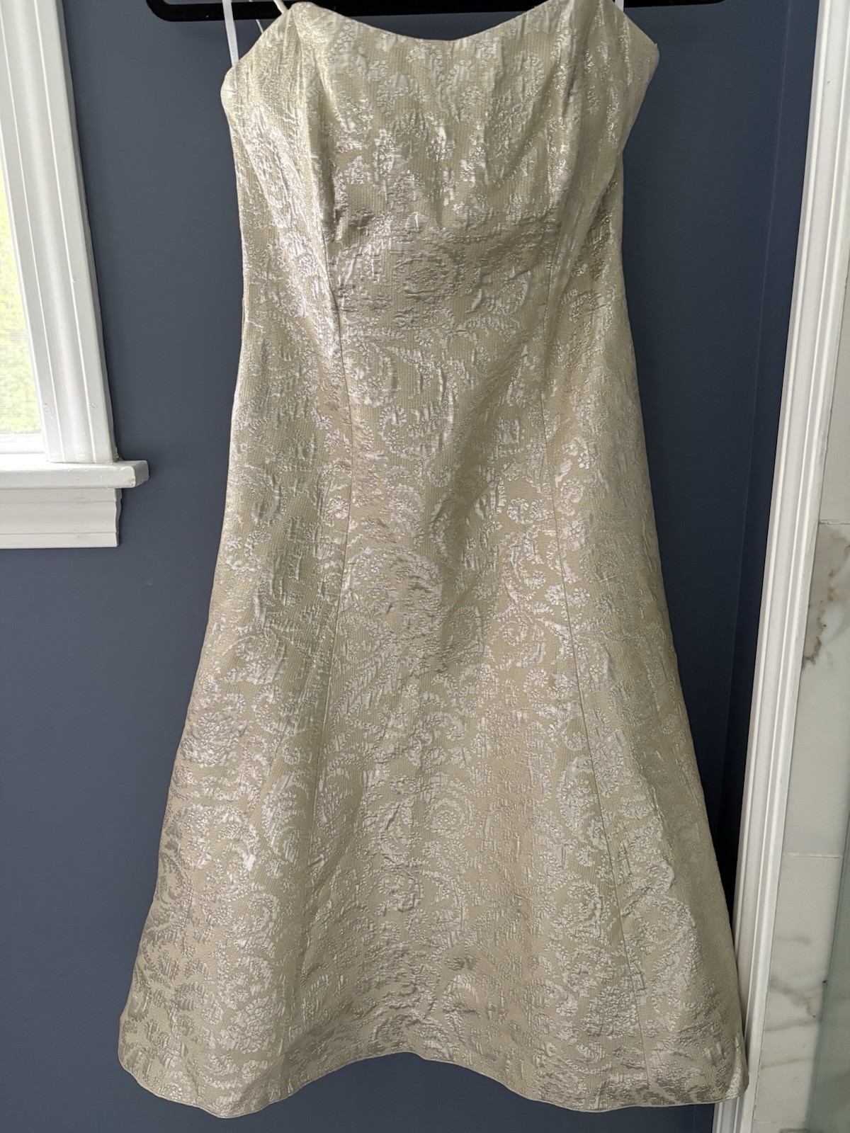 Vintage Watters & Watters Beige And Silver Tea Length Gown Women’s Size 8