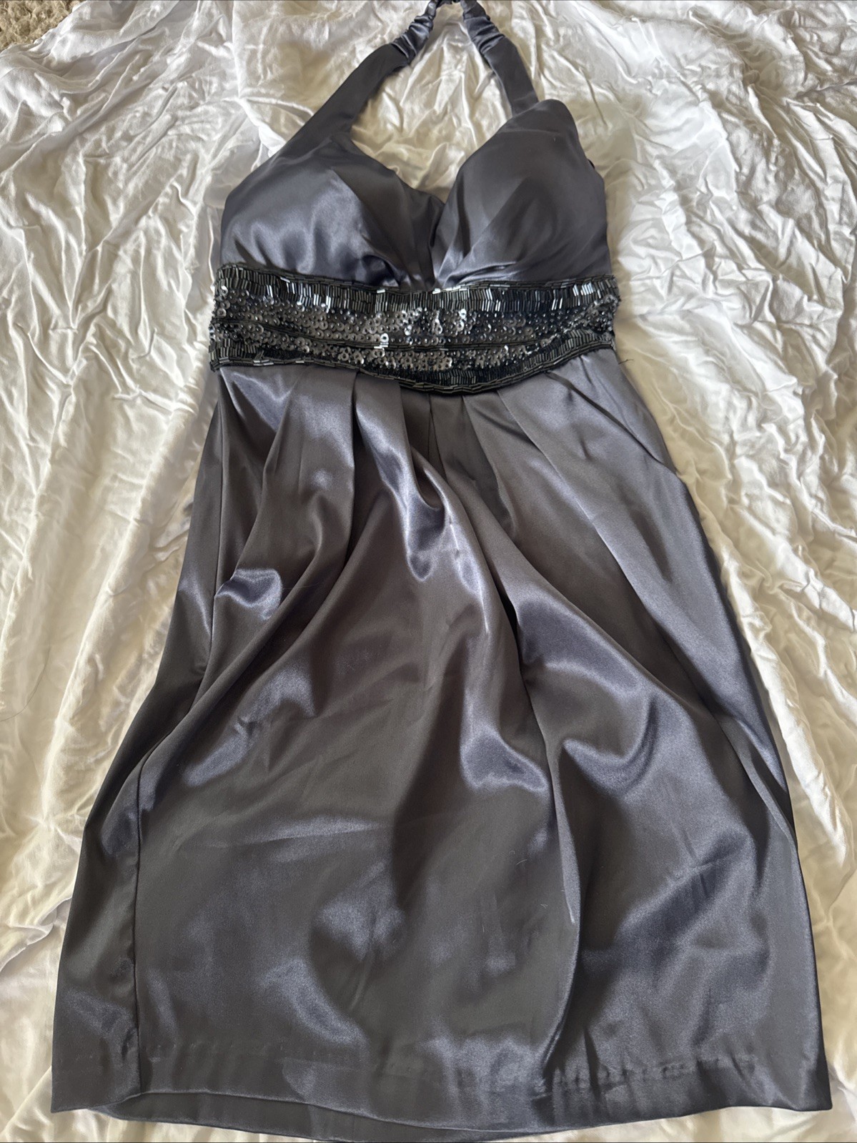 B Darlin Shirt Gray Shiny Beaded Dress Women’s Size 3-4