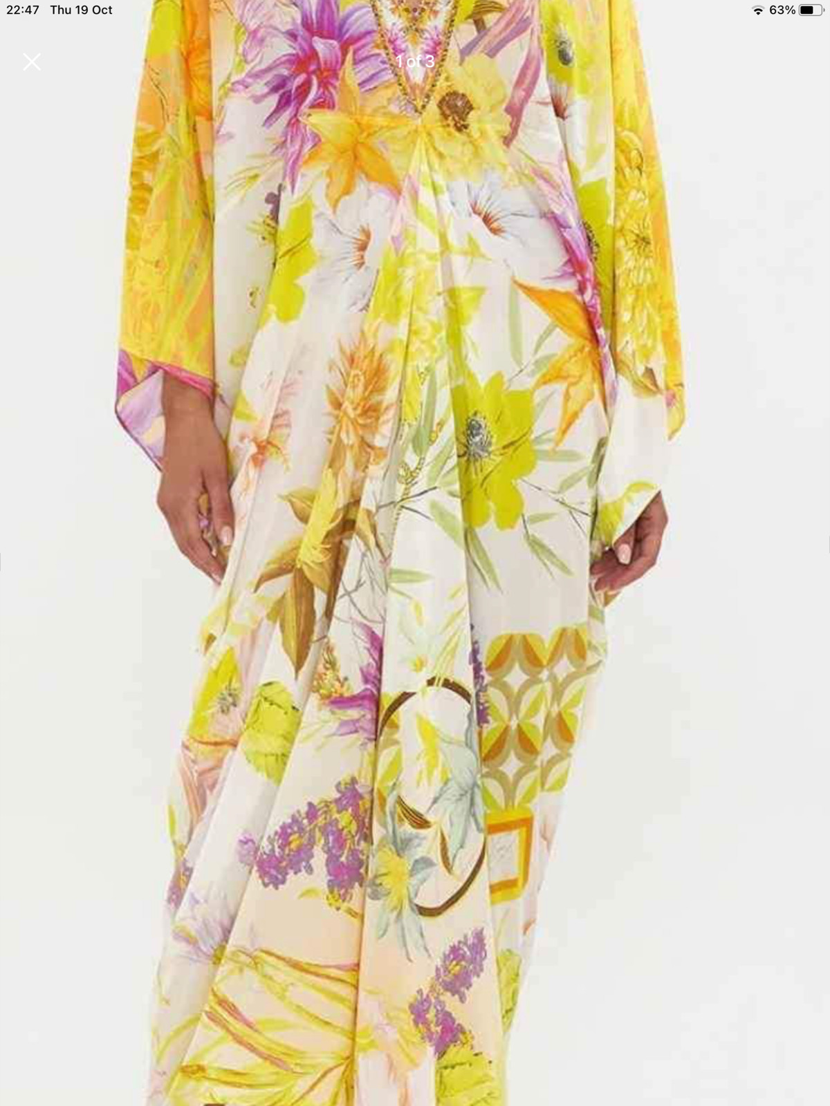 CAMILLA FRANKS YELLOW FLORAL T-SHAPE KAFTAN O/S
