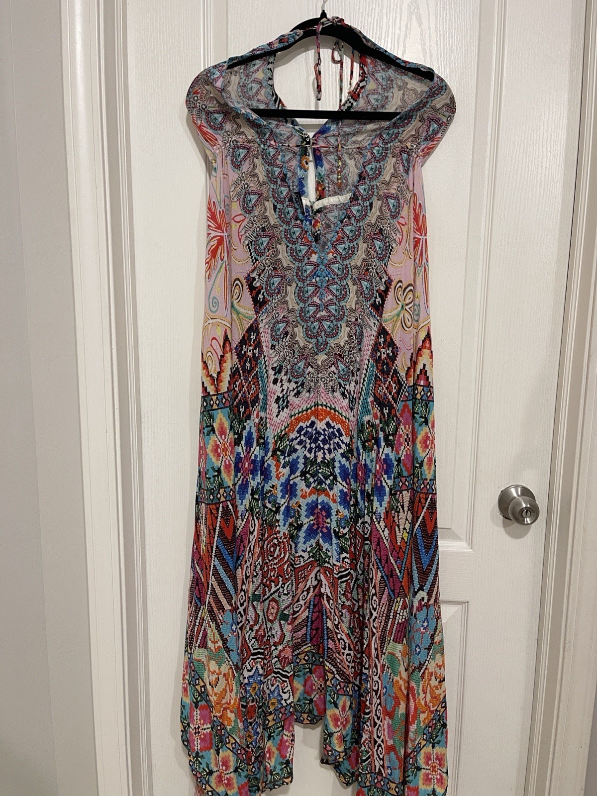 SAKKAS Women’s Paisley V-Neck Sleeveless Hi-Low Maxi Dress Multicolor One Size