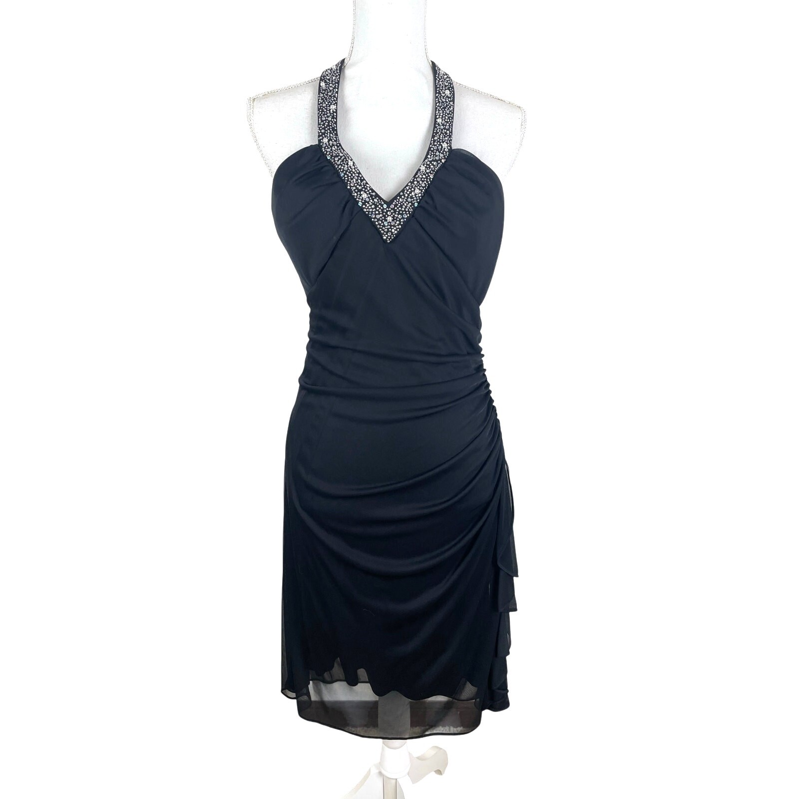 Blondie Nites Juniors Halter Dress 11 Y2K Prom Homecoming HOCO Party Glam Ruched